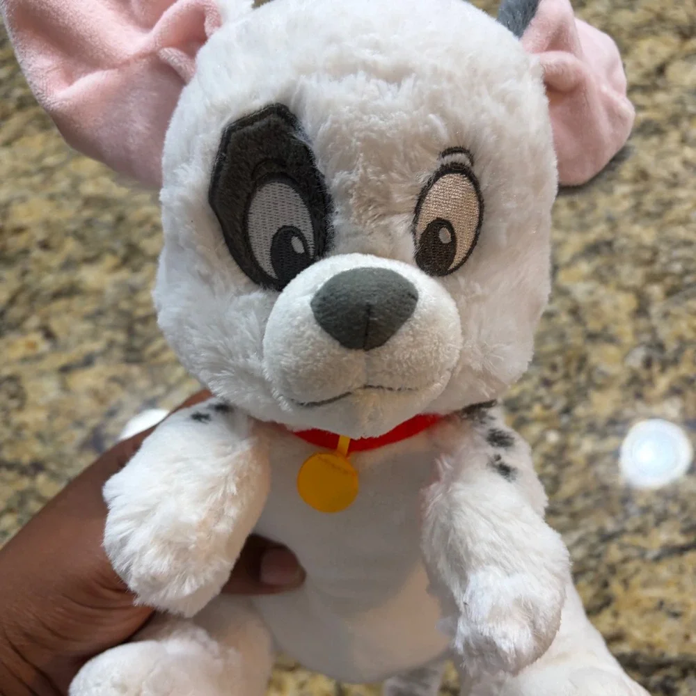 Disney Store 101 Dalmatians Patch Puppy Plush Spotted Dog Red Collar Toy